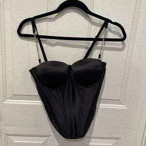 Honey Birdette Lauren Black Corset Lingerie Top Bustier